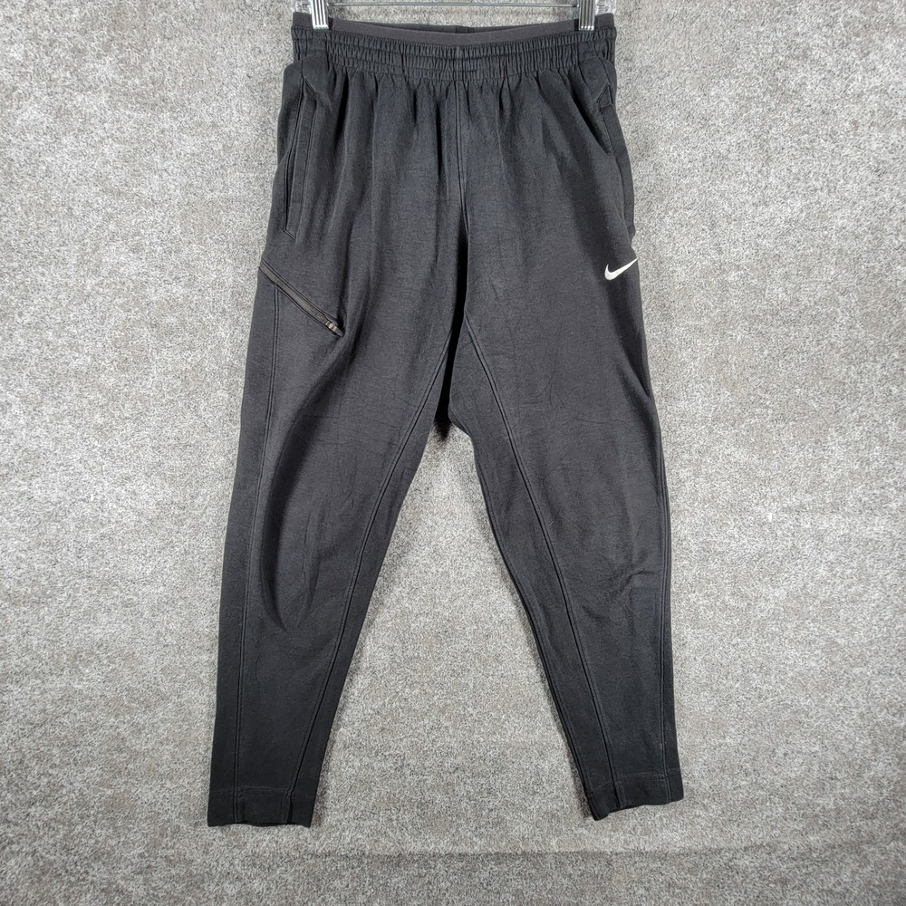 Nike Tech Pack Running Pants Mens M Black Zip Pocket Stretch Slim Tapered Leg